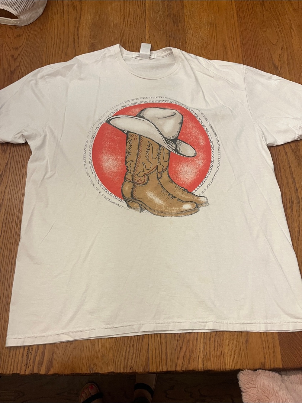 White Graphic Cowboy Boots & Hat Tee